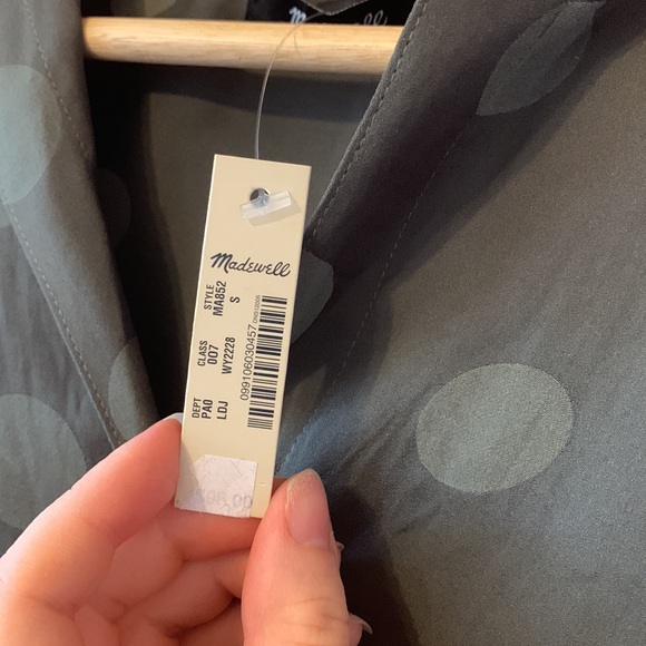 NWT Madewell GREEN Jacquard Dot Pajama Shirt - Picture 4 of 7